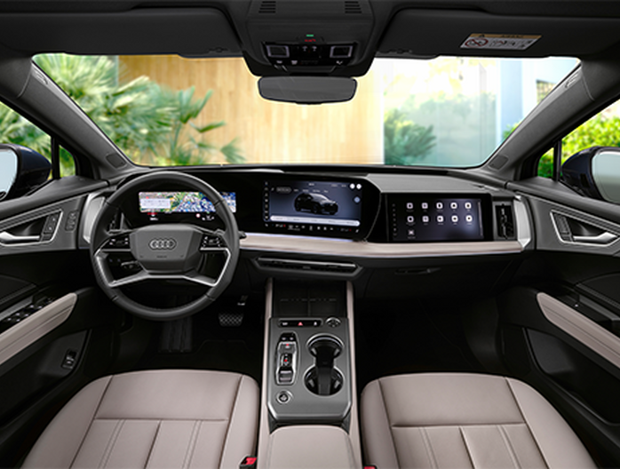 Audi Q4 e-tron 2026 interieur oprit beige zetels