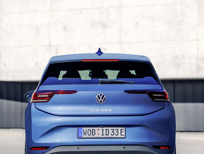 Achteraanzicht van de Volkswagen ID.3 Neo.