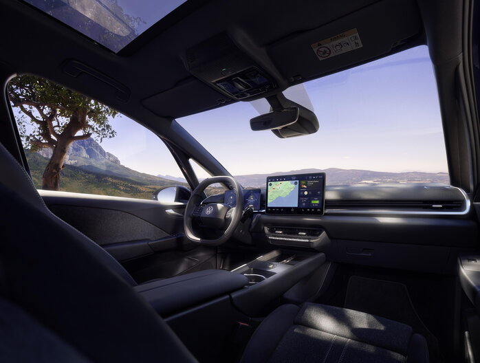 Interieur van de Volkswagen ID.3 Neo met dashboard en infotainmentscherm.