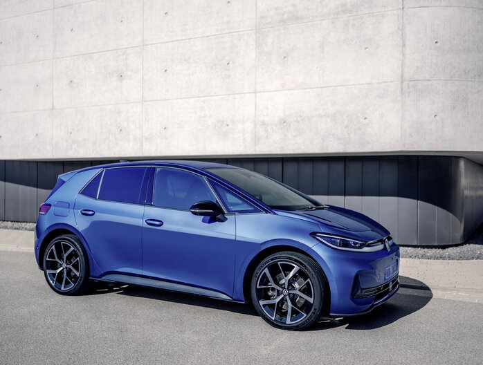 Schuin vooraanzicht van de Volkswagen ID.3 Neo.