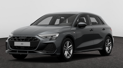 Audi A3 Sportback S line grijs studio foto