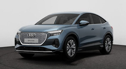 Audi Q4 Sportback e-tron blauw studio foto