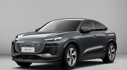 Audi Q6 Sportback e-tron daytona grey studio foto stock topdeal