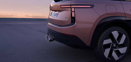 Škoda Peaq bij zonsondergang detail trekhaak