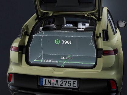 Visualisatie van het koffervolume van de nieuwe Audi A2 e-tron