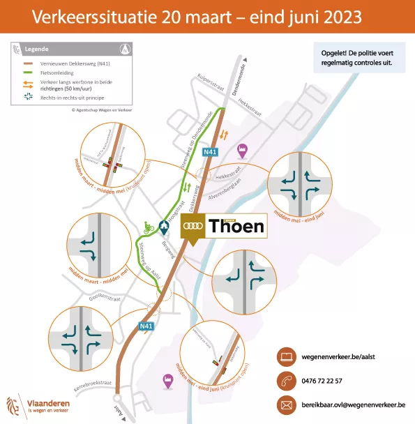 wegenwerken Audi Hofstade kaart