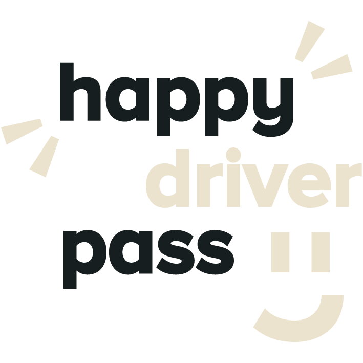 happy driver pass logo zwart beige