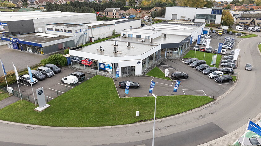 Groep Thoen Volkswagen Zottegem Showroom droneshot