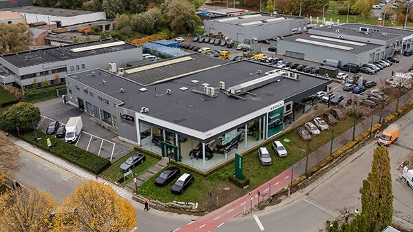 Groep Thoen Skoda Aalst showroom droneshot