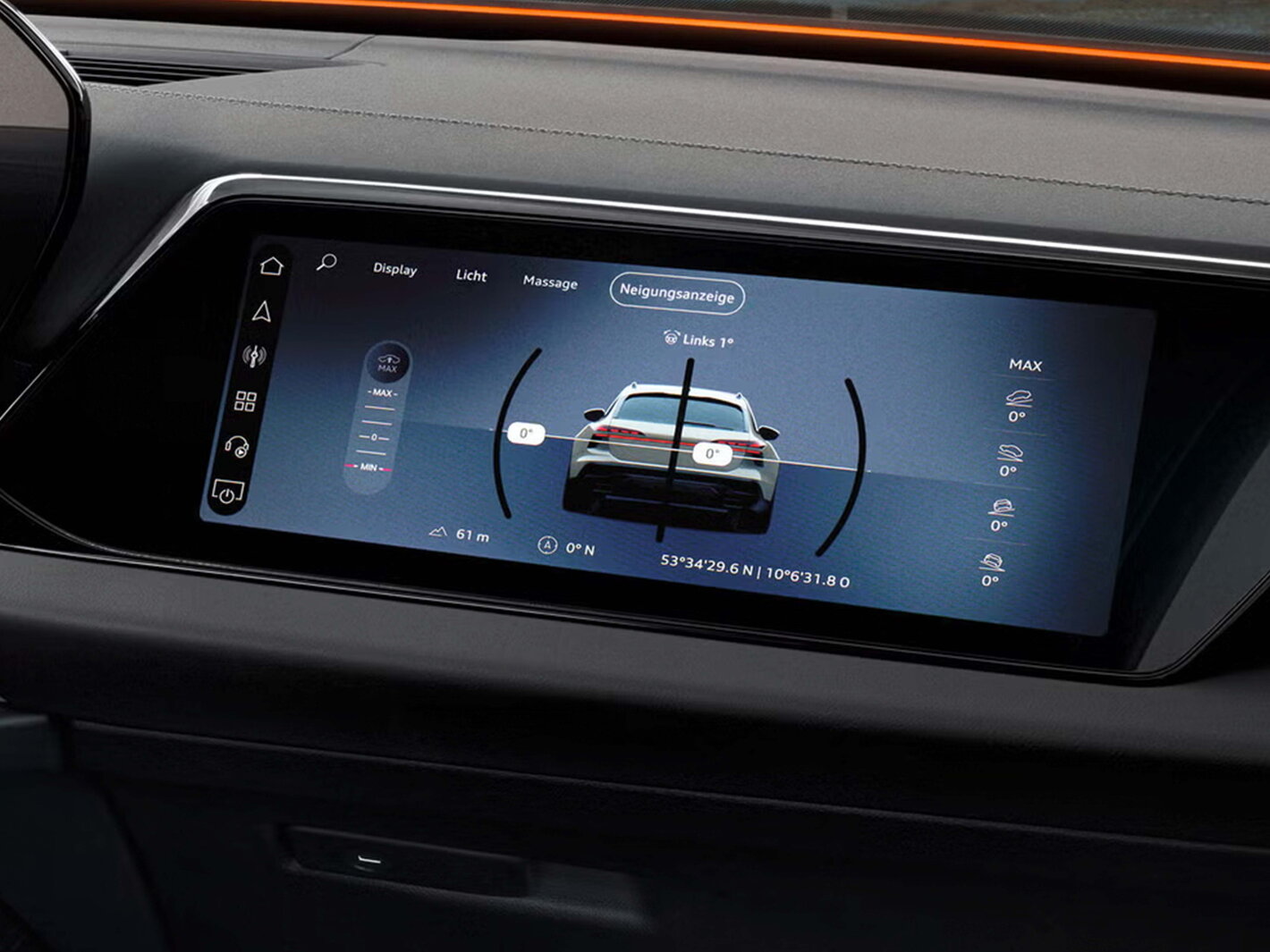 Audi A6 Allroad passagierscherm detail hellingshoekdisplay